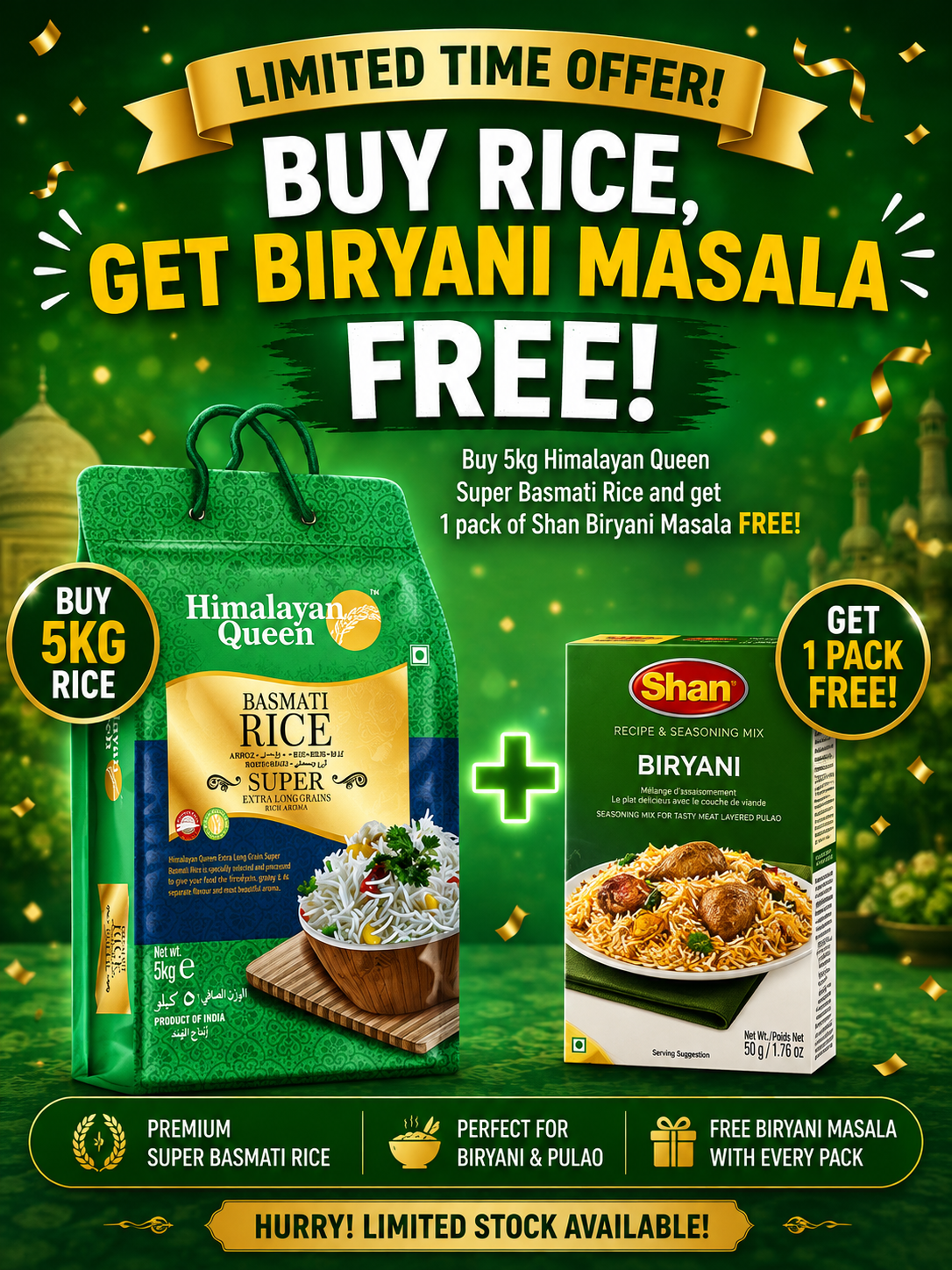 Himalayan Queen Super Rice + Free  Shan Biryani