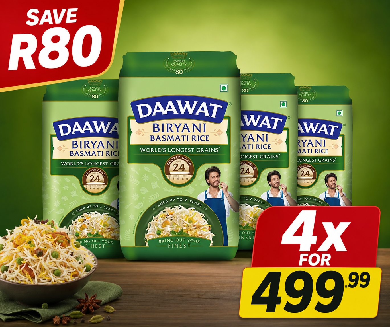 Dawaat Rozana Gold Rice Value Pack (4x)