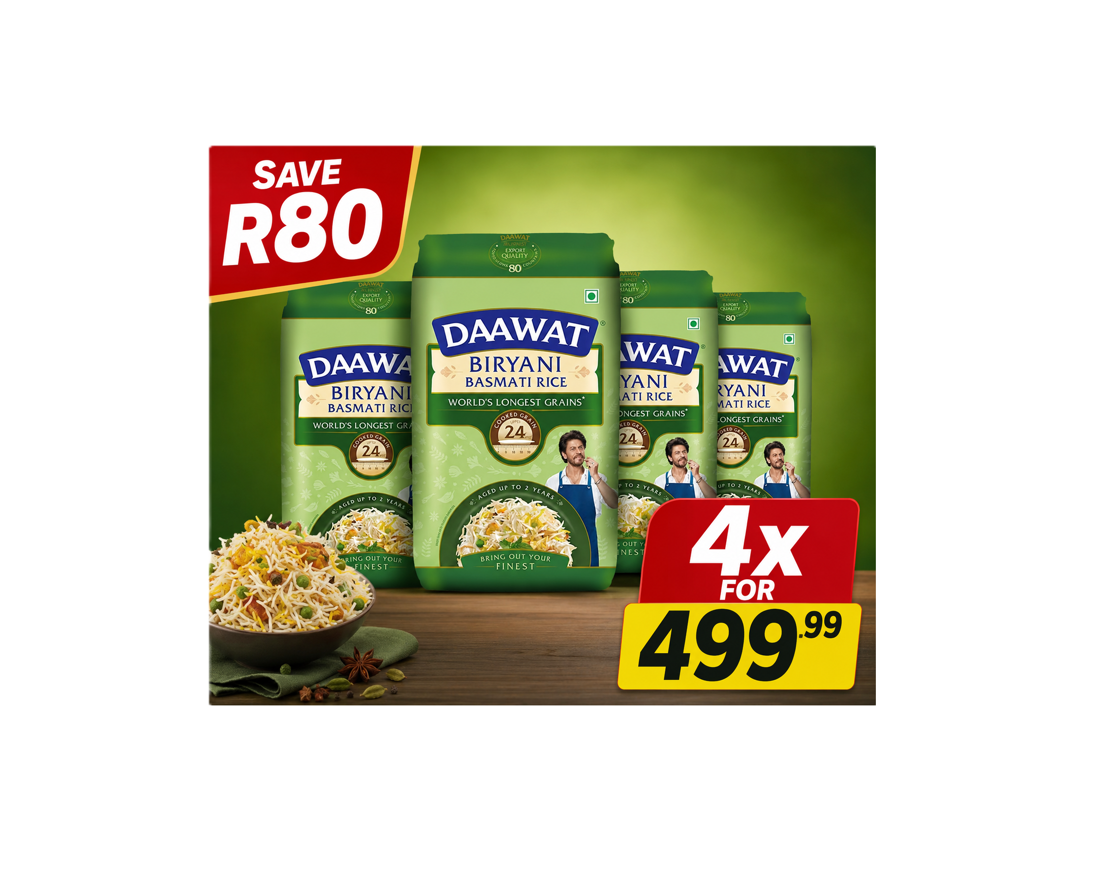 Dawaat Rozana Gold Rice Value Pack (4x)